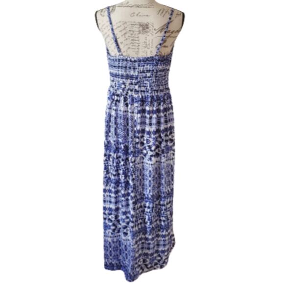 PRETTY ☆ BLUE PRINT CROSSOVER BUST ☆ MAXI DRESS ☆ XL ☆ NWT - Picture 5 of 9